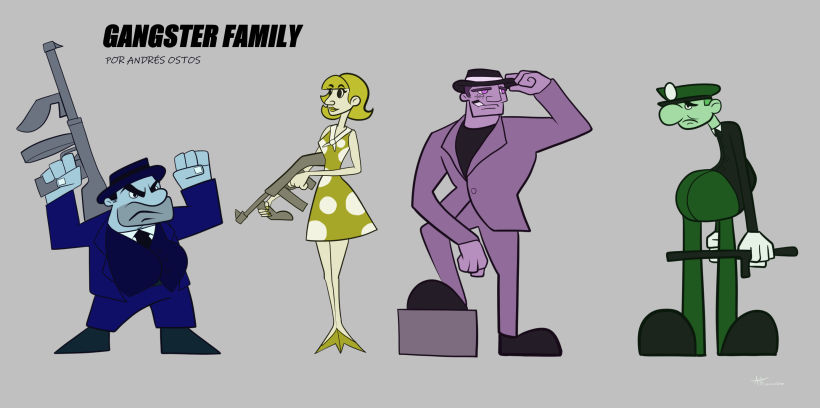 GANSTER FAMILY: Diseño cartoon estilo gráfico 0
