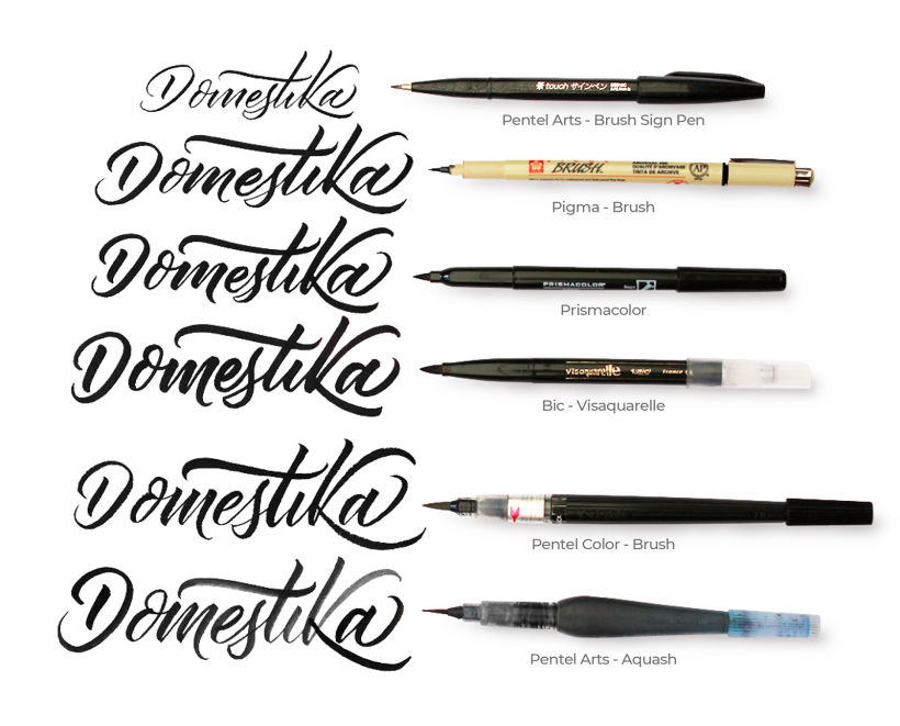 Comparativo de brush pens de Ana Hernández