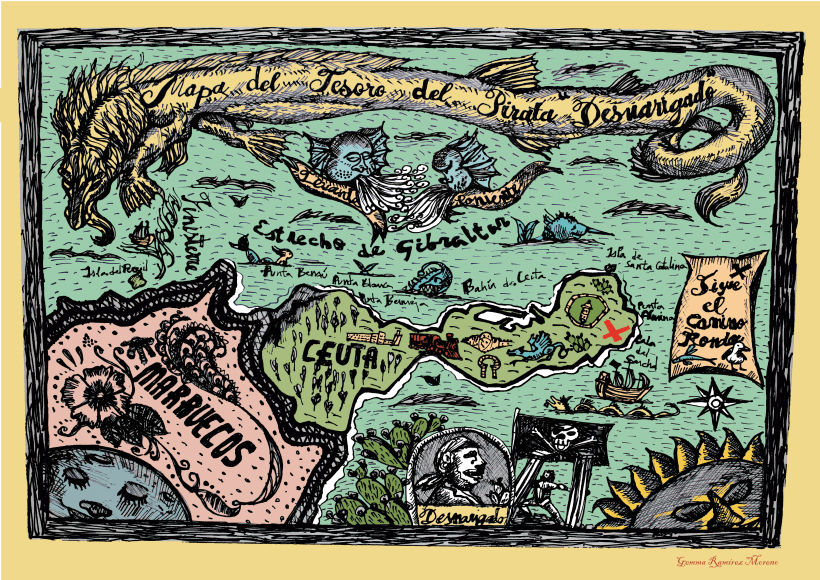 "El Mapa del Tesoro del Pirata Desnarigado"  Primer Premio de Ilustración  1
