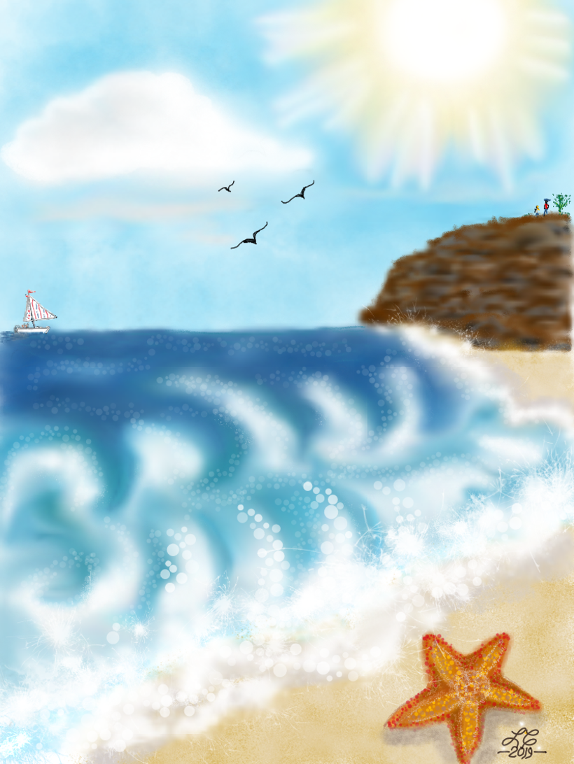 "El mar y yo"  My first digital drawing!