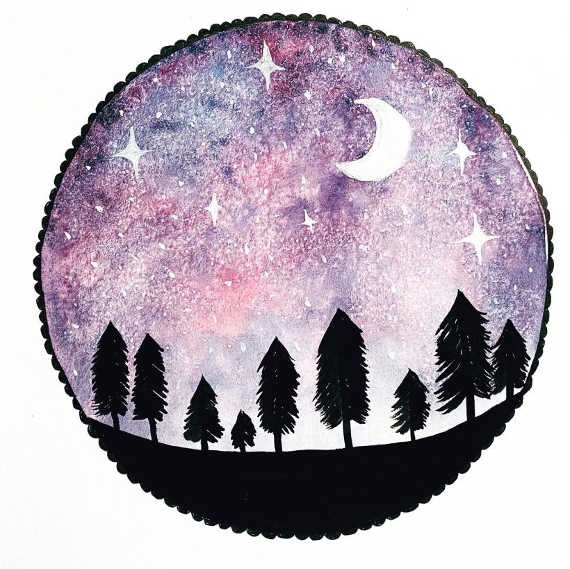 Final project - night sky with silhouetted trees