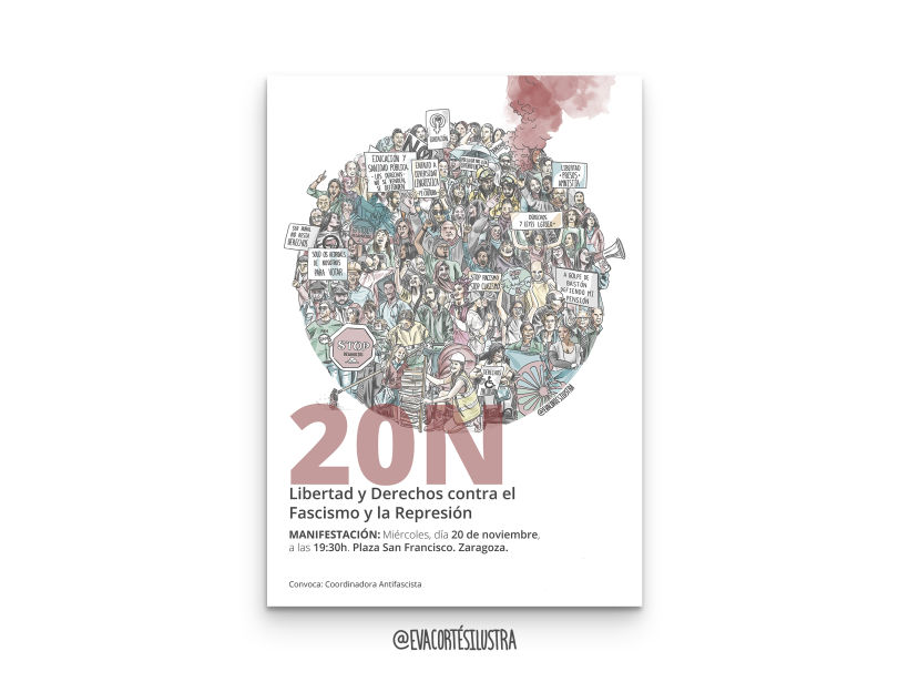 Cartel macro-manifestación aragonesa 20N contra la represión 2019 0