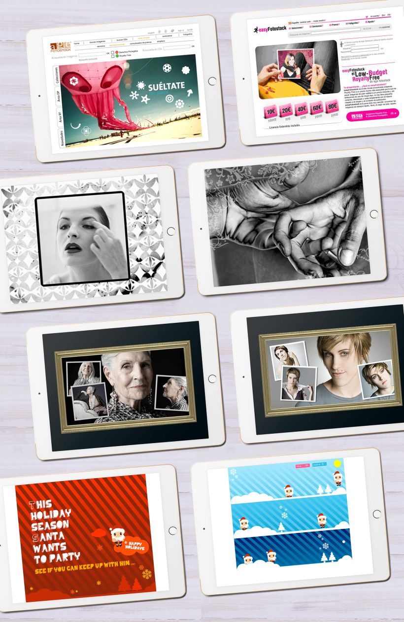 Diseño de la página web de Age Fotostock y Easy Fotostock; y diseño de newsletters y mailings promocionales