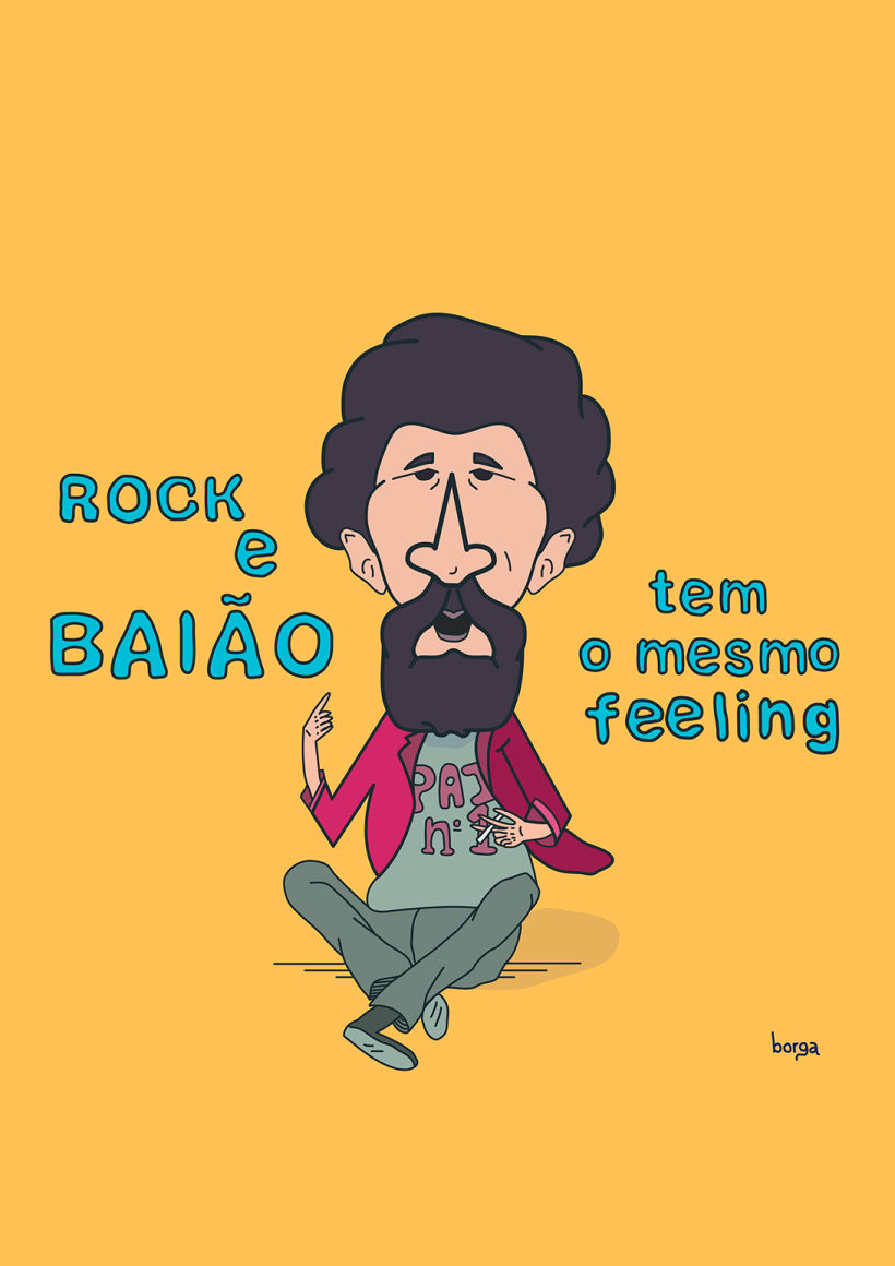 O elemento aqui seria a camiseta na qual está escrito "Pai nº 1" já que Raul é considerado o pai do rock no Brasil. 