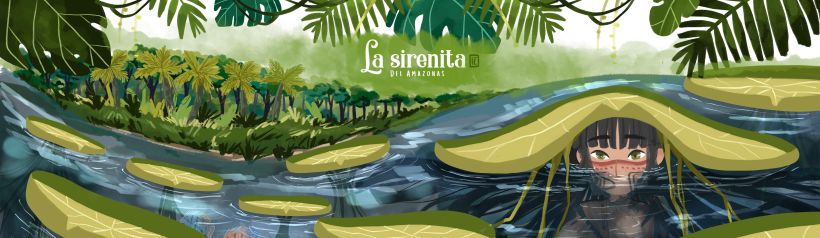 La Sirenita del Amazonas, Ilustración digital para cuentos infantiles 1