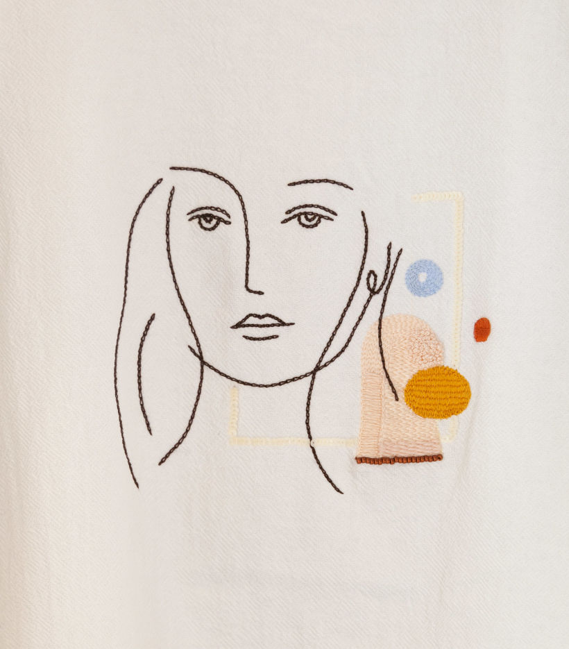 Retrato lineal más simplificado buscando el estilo de dibujo de Matisse o Picasso, estilo que utilizamos en Studio fi
