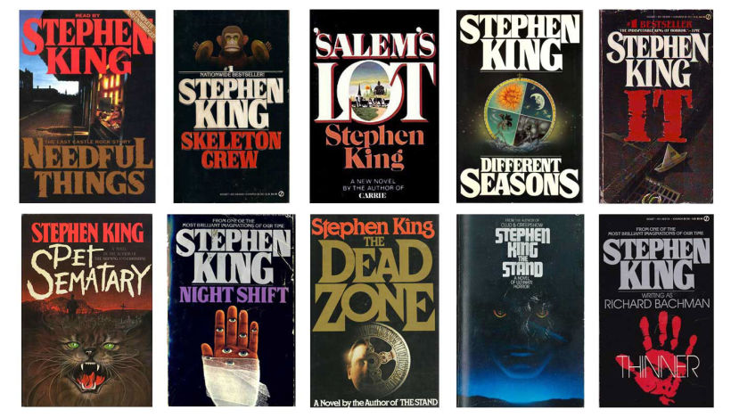 Algunas de las portadas de los libros de Stephen King con tipografía ITC Benguiat