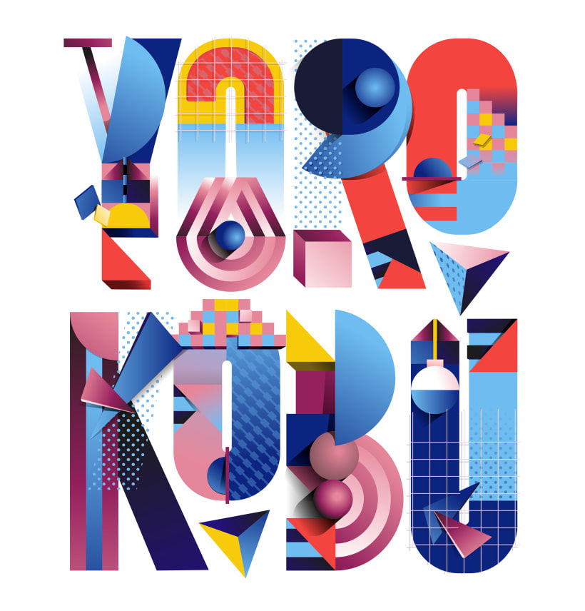 Birgit created this illustrated modular typography for the cover of "Yorokobu" magazine