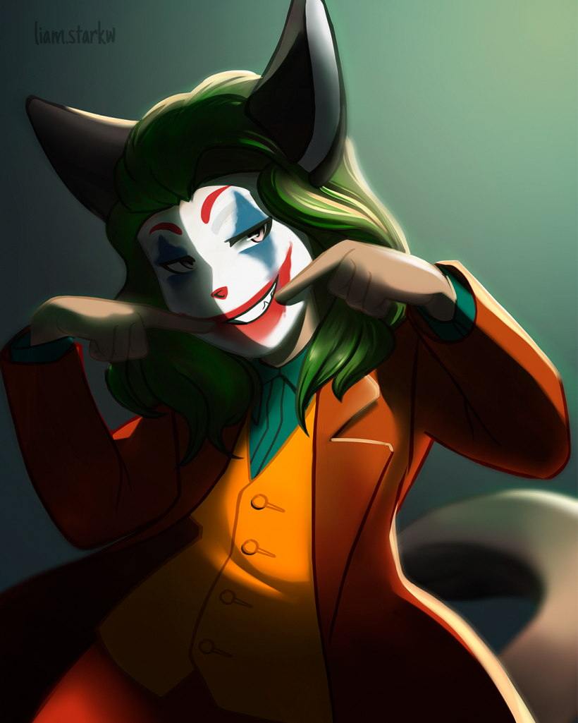 Uno de mis personajes disfrazado de el Joker, para este mes de miedo :)