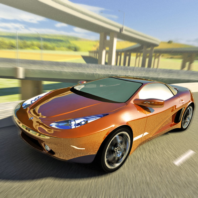 3D low poly, sports car in virtual environments  1