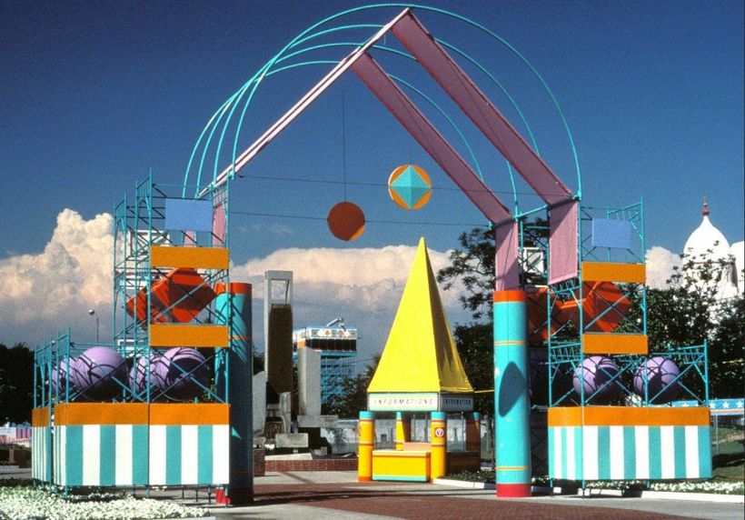 Diseño del pabellón olímpico de 1984 de Los Ángeles por Deborah Sussman.
