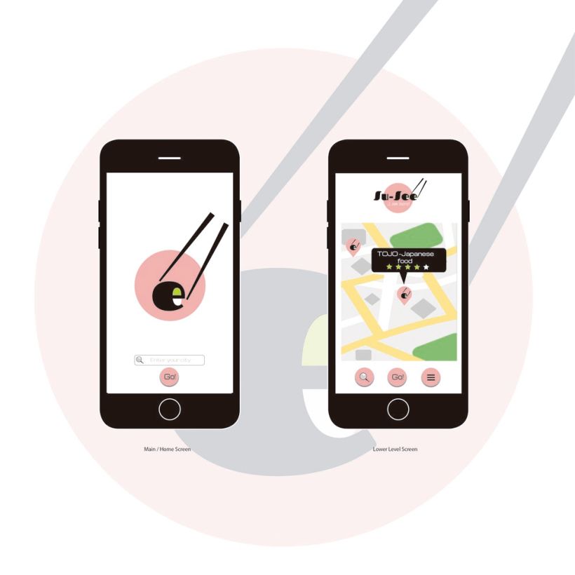 Diseño de interfaz de usuario (UI) de una App de busqueda de restaurantes japoneses. 1