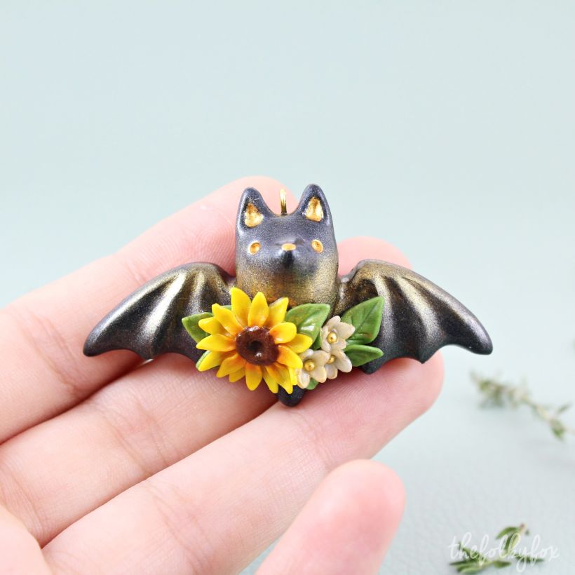 Bat Necklace in Polymer Clay -1