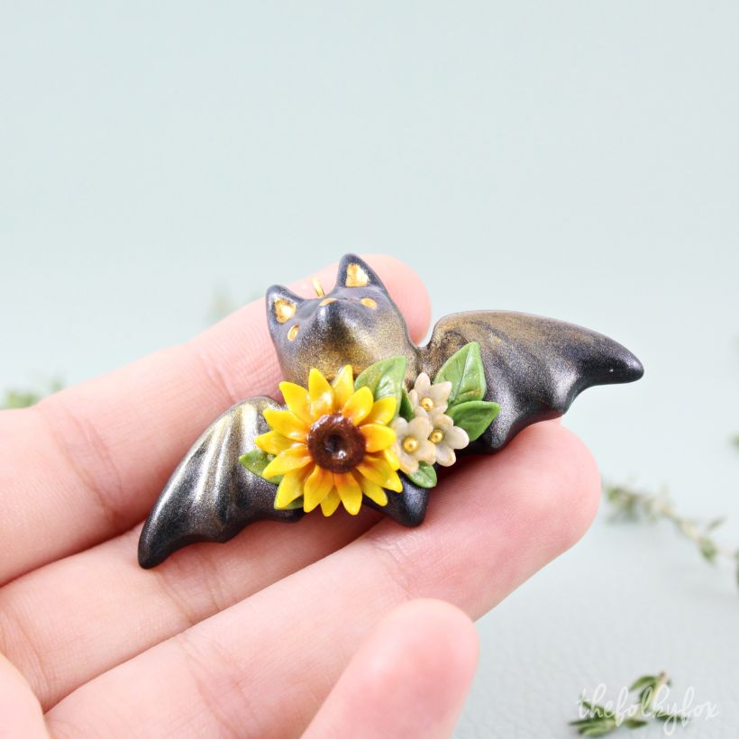 Bat Necklace in Polymer Clay 0