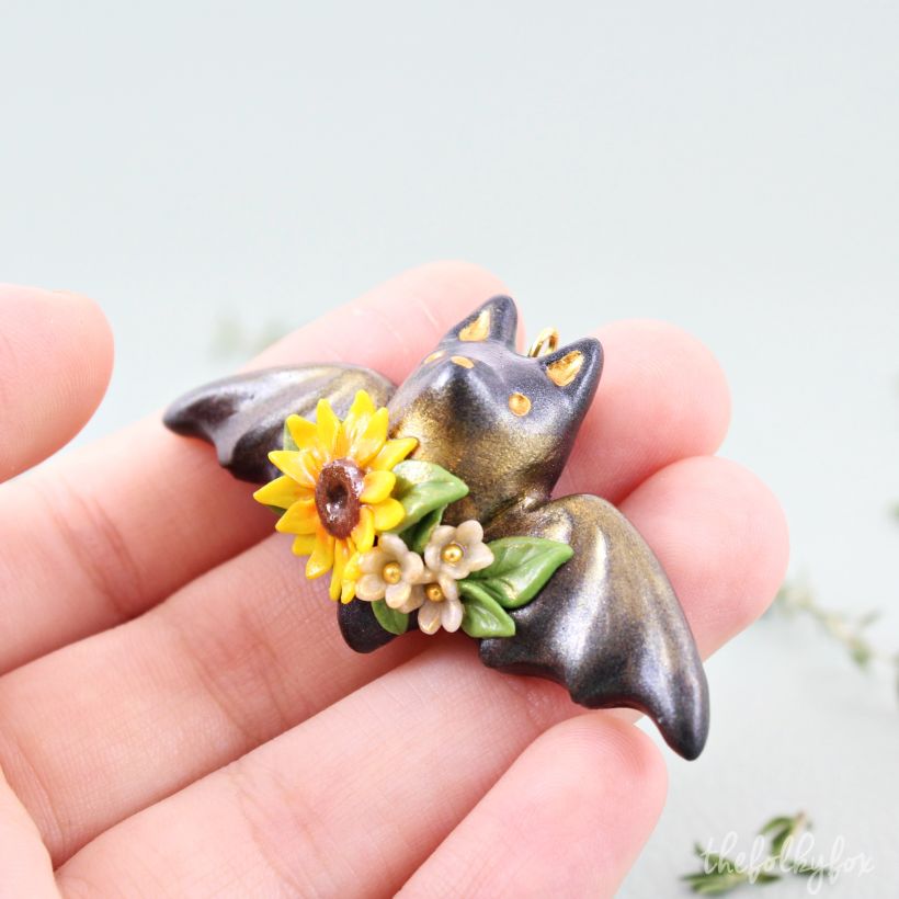 Bat Necklace in Polymer Clay 1