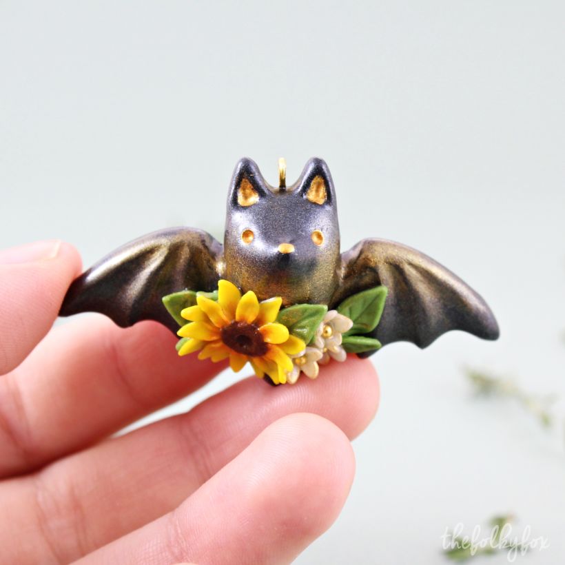 Bat Necklace in Polymer Clay 2