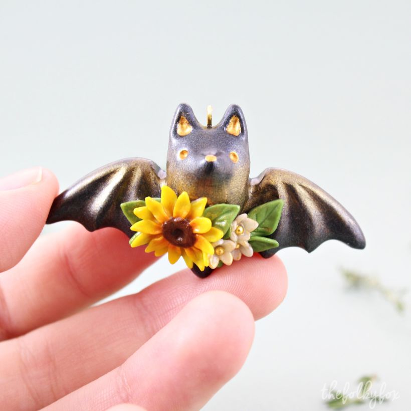 Bat Necklace in Polymer Clay 3