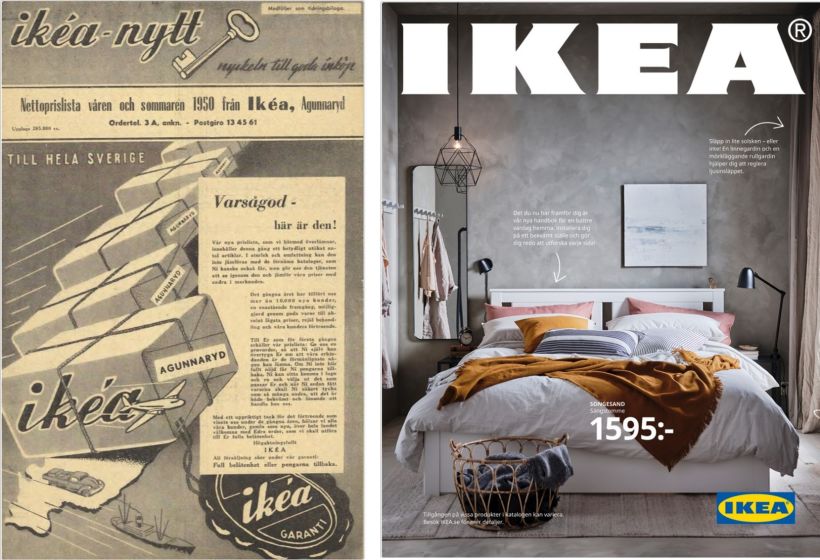Catálogos de 1950 y 2021, museo de IKEA
