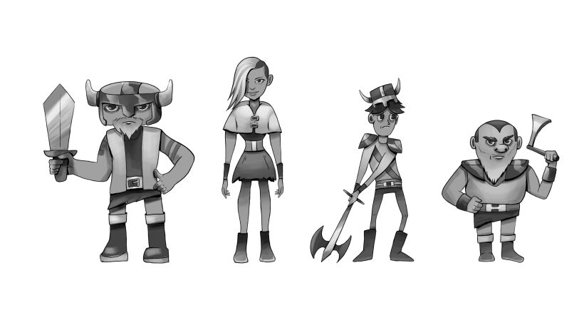 Fábrica de personajes ilustrados - Los 4 guerreros Vikingos 1
