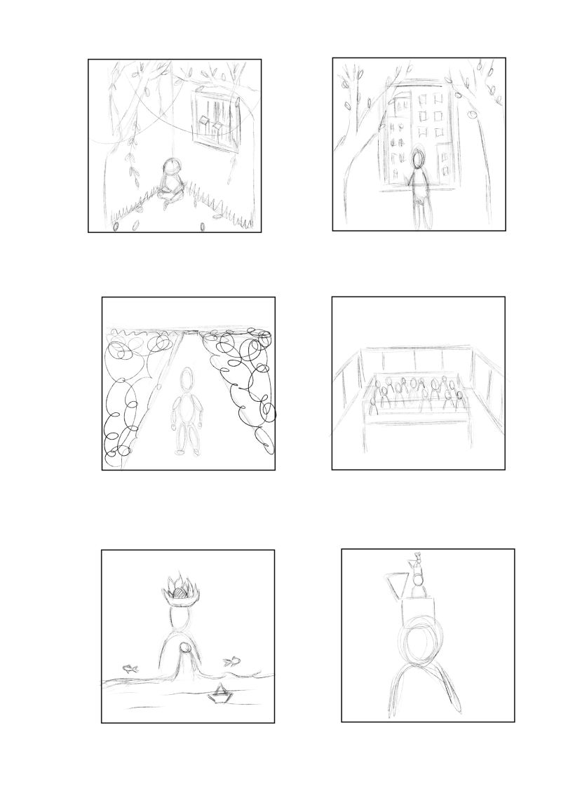 Estos son los thumbnails que creé para mi ilustración final.