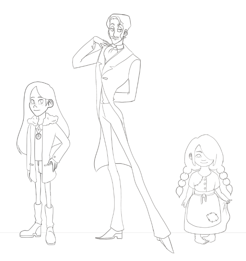 Character Lineup: Left to right-- Finley, Edmund, Nia