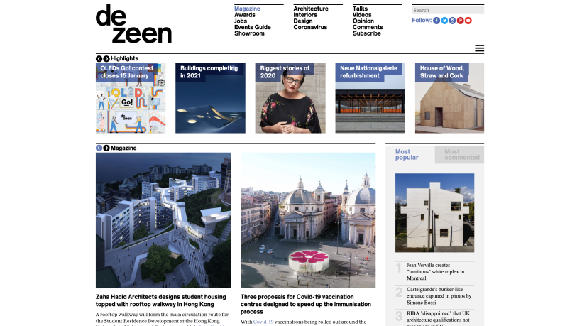 Dezeen es una de las revistas de arquitectura y diseño más famosas del mundo.