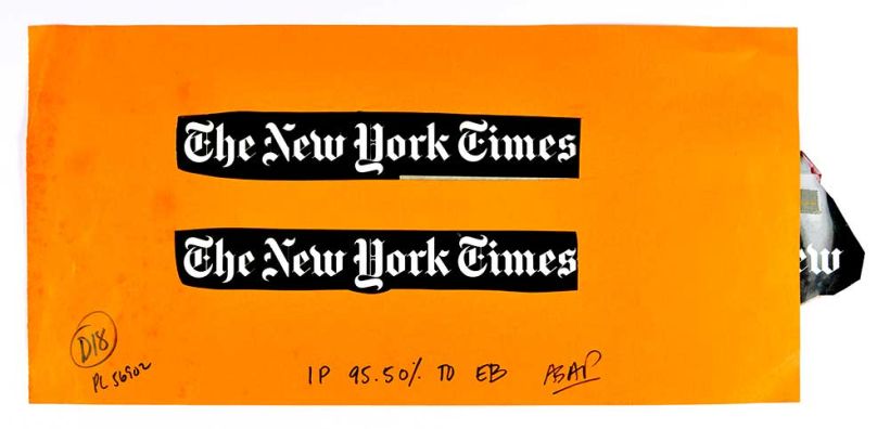 Ed Benguiat. Negativo em papel do logotipo do New York Times (1966). Cary Graphic Arts Collection