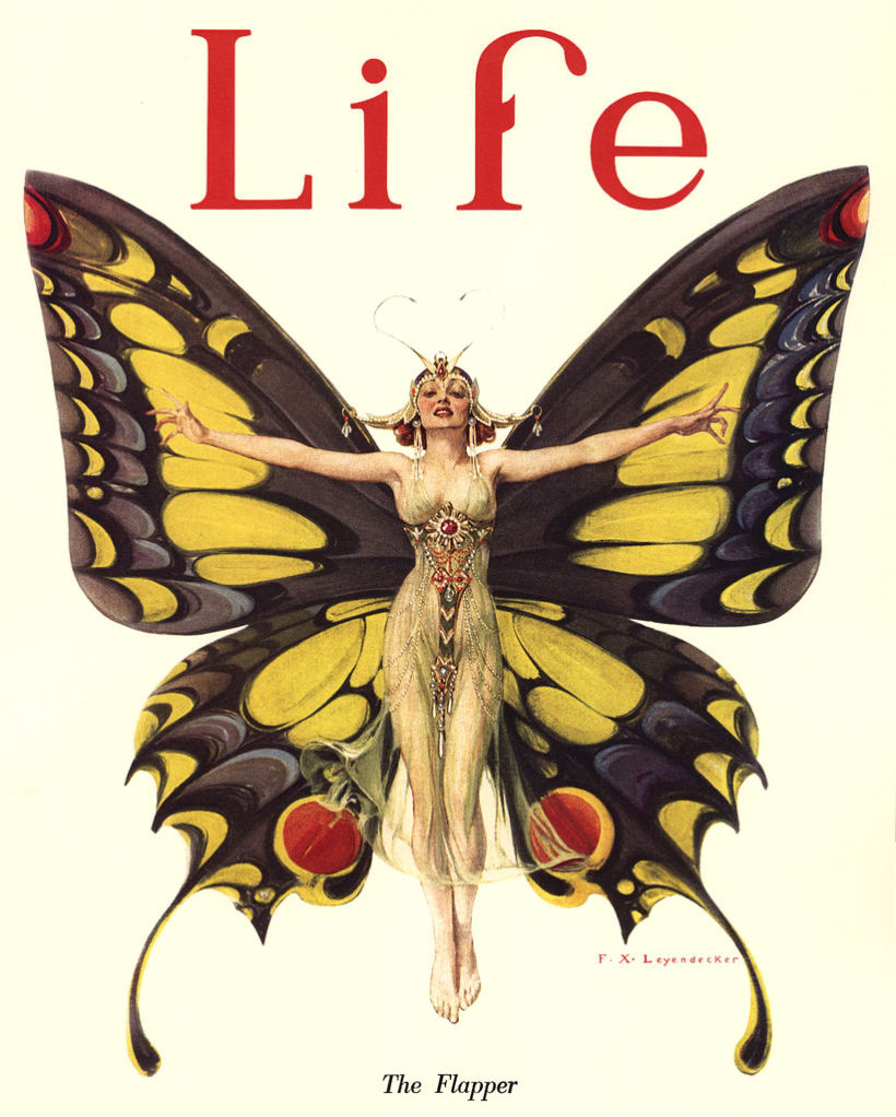 The Flapper, pieza para la portada de la revista Life, por  Frank Xavier Leyendecker (1922).
