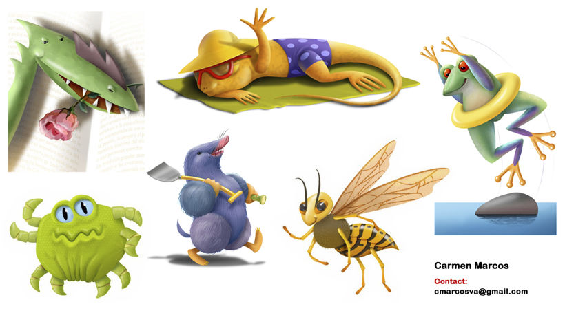 Diferentes personajes. El ácaro y la abeja se publicaron para LetiPharma. Agencia: Group CDM.