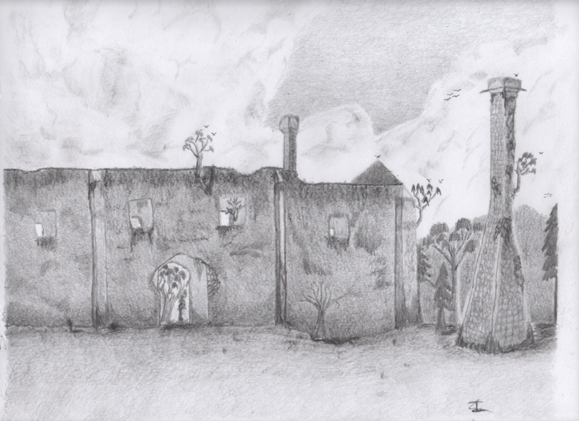 Mi Proyecto del curso: Técnicas de ilustración artística con grafito "Hacienda antigua" 2