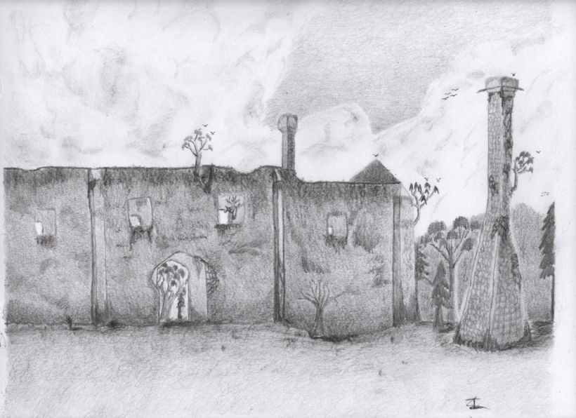 Mi Proyecto del curso: Técnicas de ilustración artística con grafito "Hacienda antigua" 3