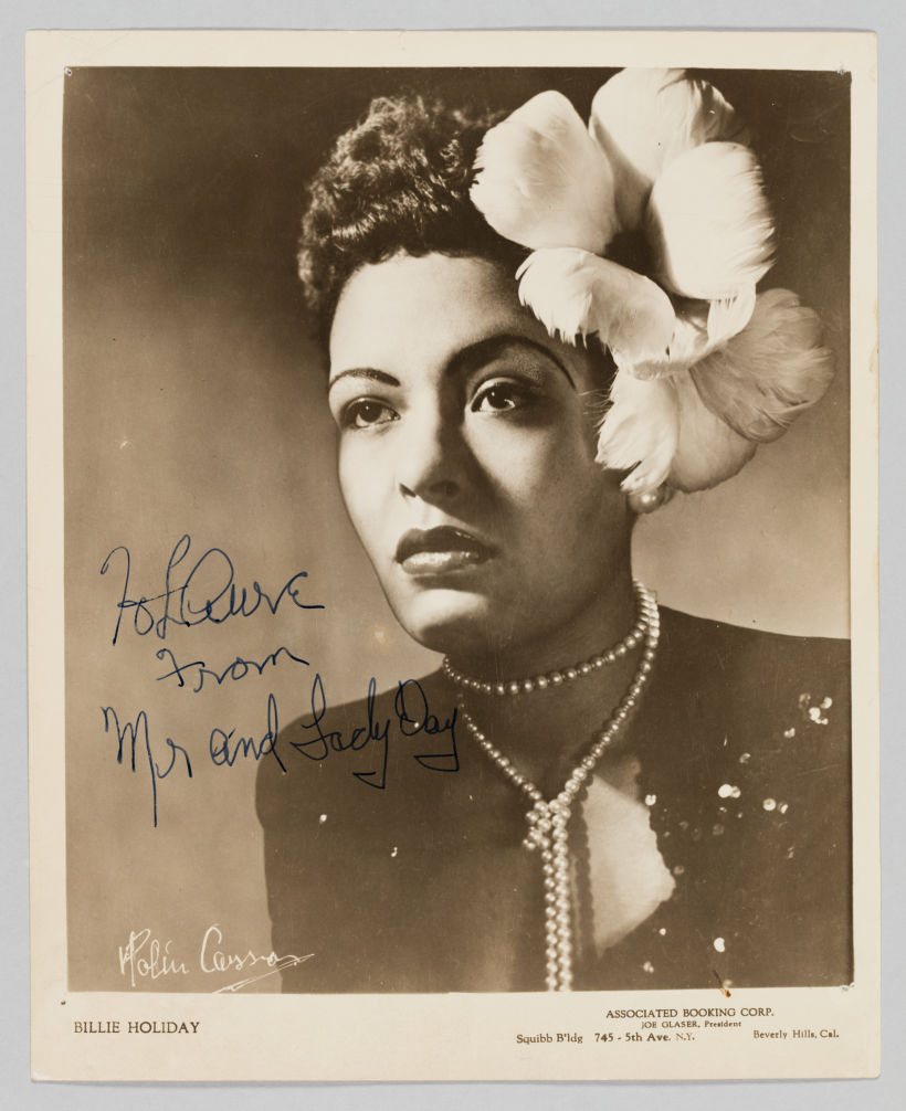 Fotografía de Billie Holiday, por Robin Carson, ca. 1940. NMAAHC.