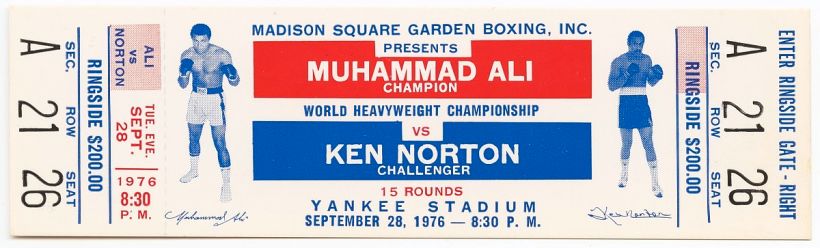 Entrada para pelea entre Muhammad Ali y Ken Norton, 1976. NMAAHC.