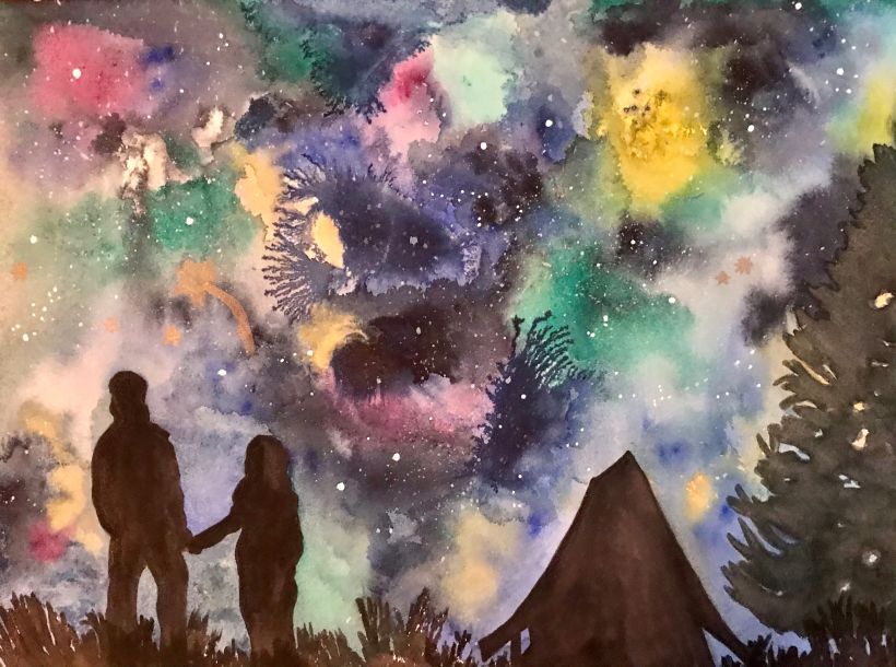 My galaxy project for the course modern watercolor techniques 0