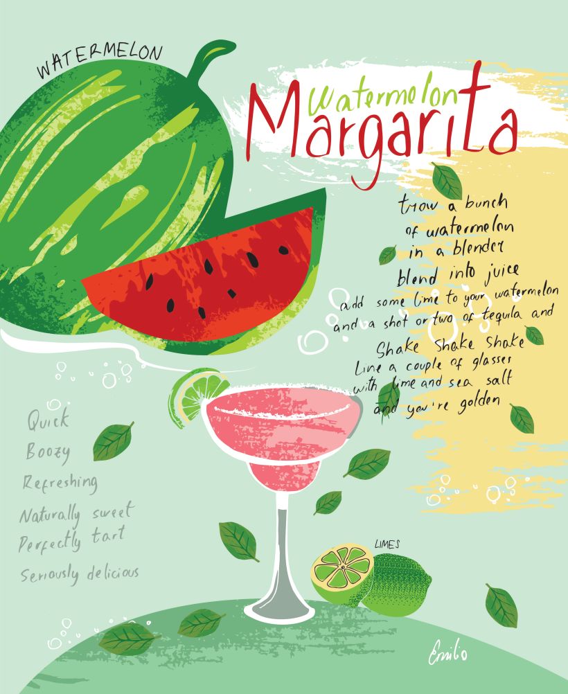 My project in Illustrated Recipes: Watermelon Margarita 1