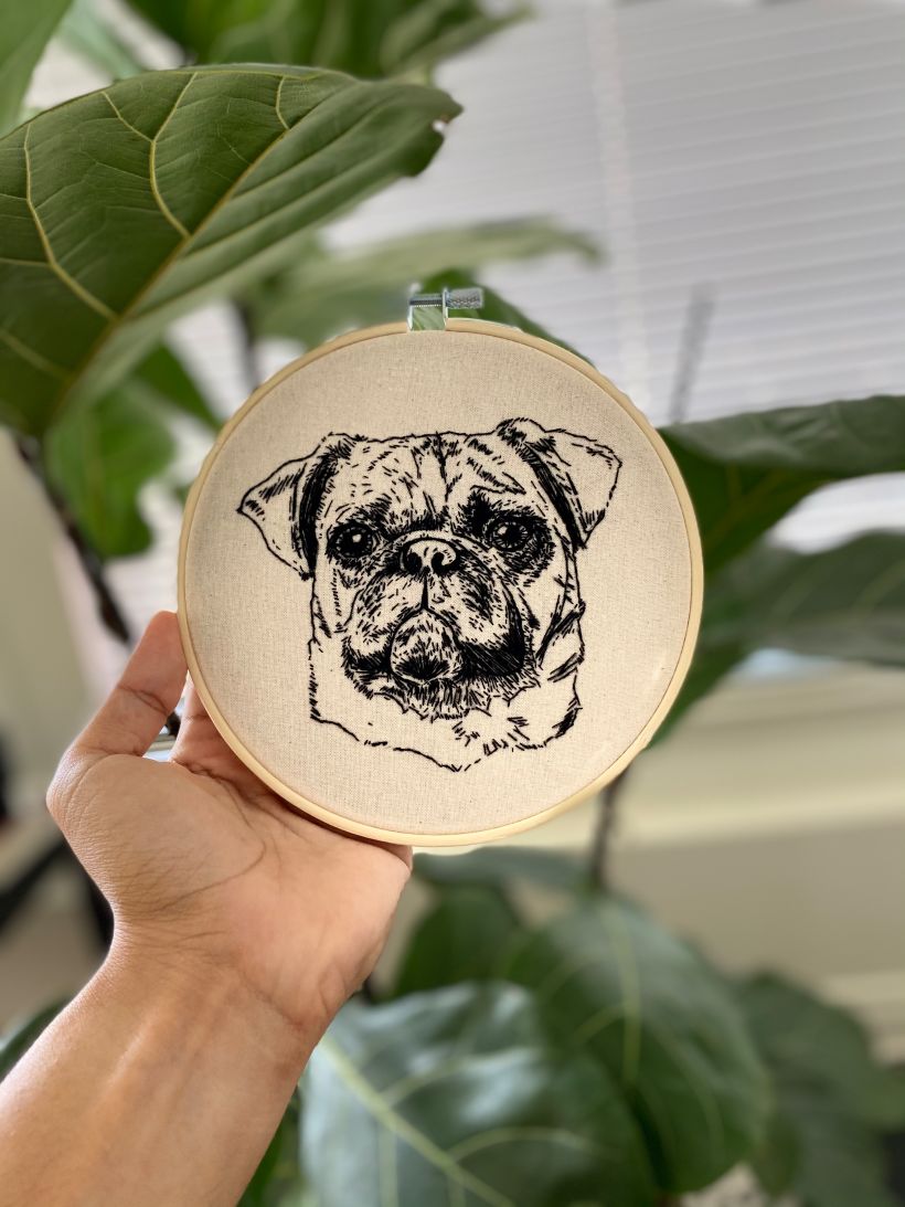 Nacho the Pug - Embroidered Portrait 4