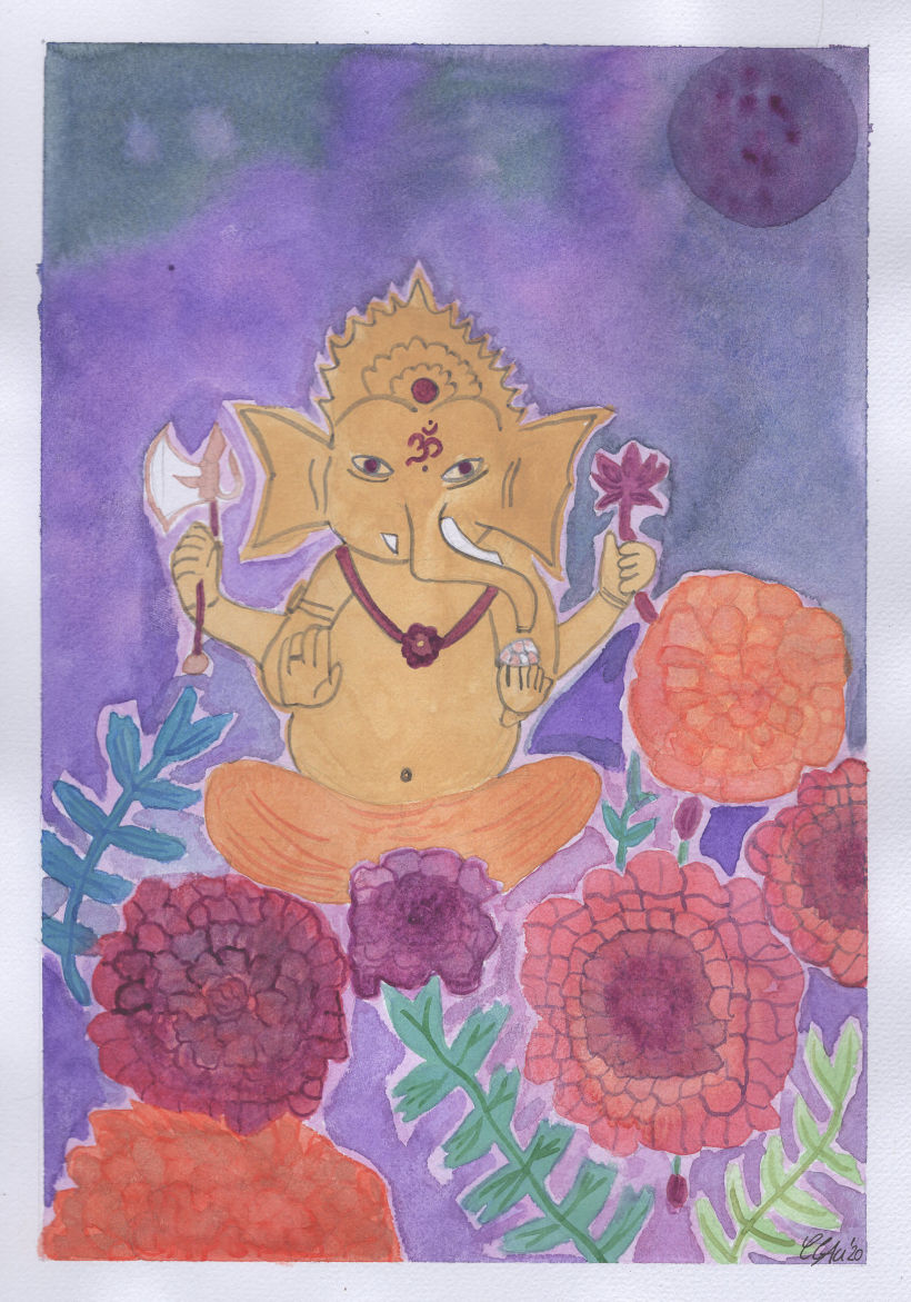 Ganesh with Flowers