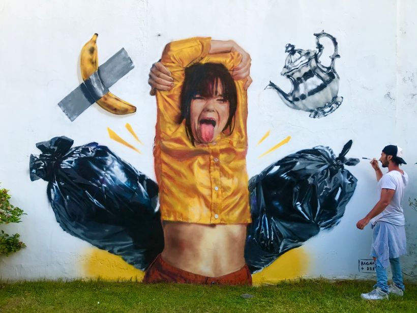 Mural Bjork hecho en la casa de Femigangsta, Buenos Aires Argentina. Realizado con aerosol y pintura a la tiza