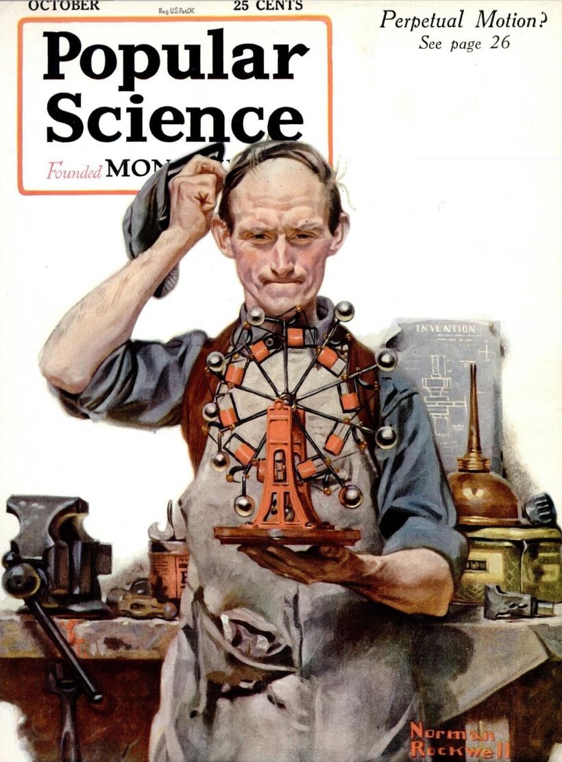  Popular Science magazine cover by Norman Rockwell (1920).
