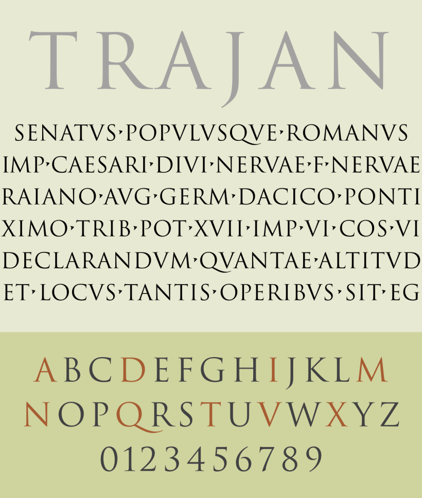 Espécimen de Trajan por Carol Twombly.