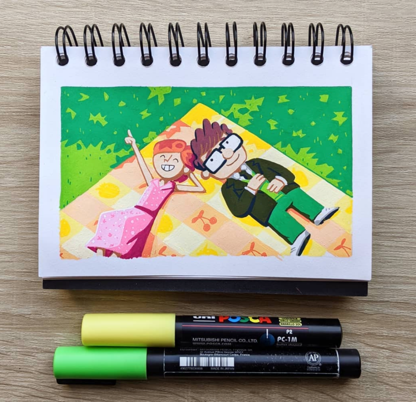 How to add highlights to your colouring using a Posca pen and a brush 