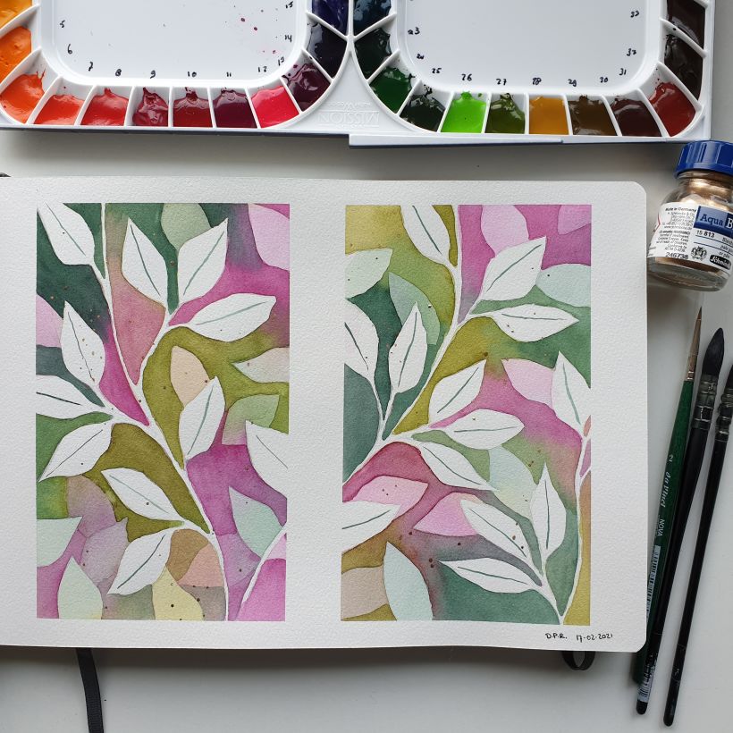 My project in Negative Watercolor Painting for Botanical Illustration course 2