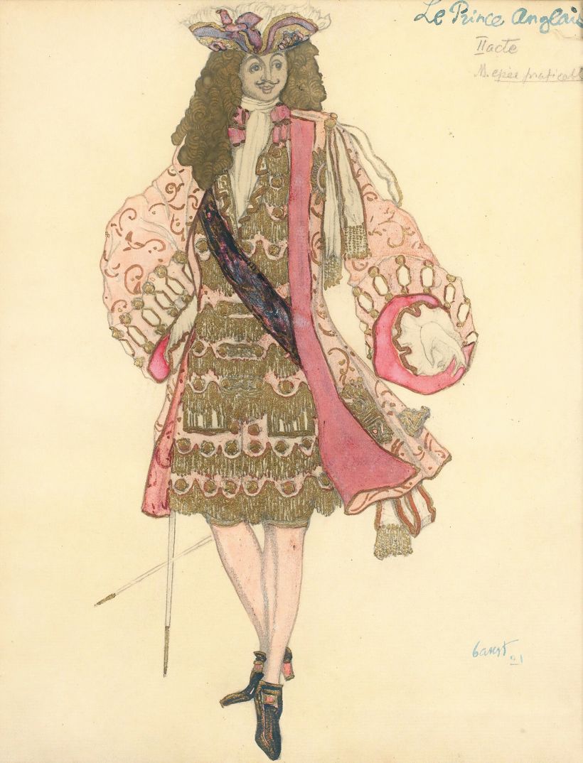 Costume Design For Act Ii Of Le Prince Anglais (1921) de Léon Bakst.