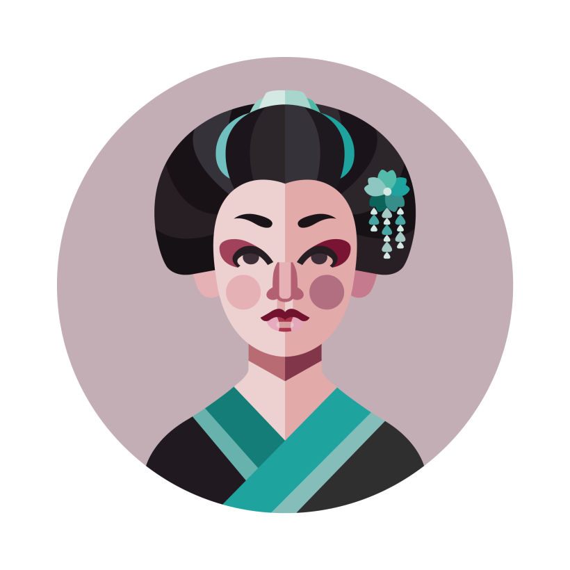 Geisha - vector illustration -1