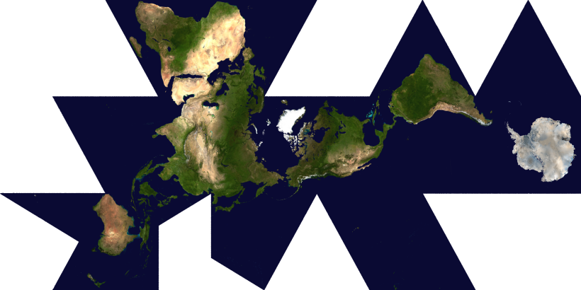 Dymaxion projection, created by American designer Richard Buckminster Fuller