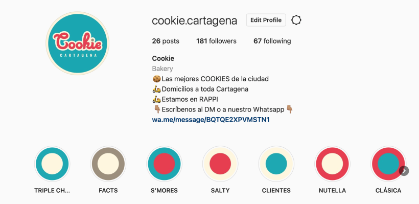 Estrategia de Instagram para desarrollo de la marca Cookie Cartagena 1