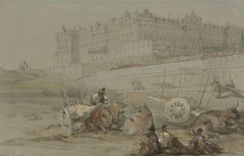Palacio Real de Madrid. Por David Roberts (1832). Archivo: Universidad de Yale.