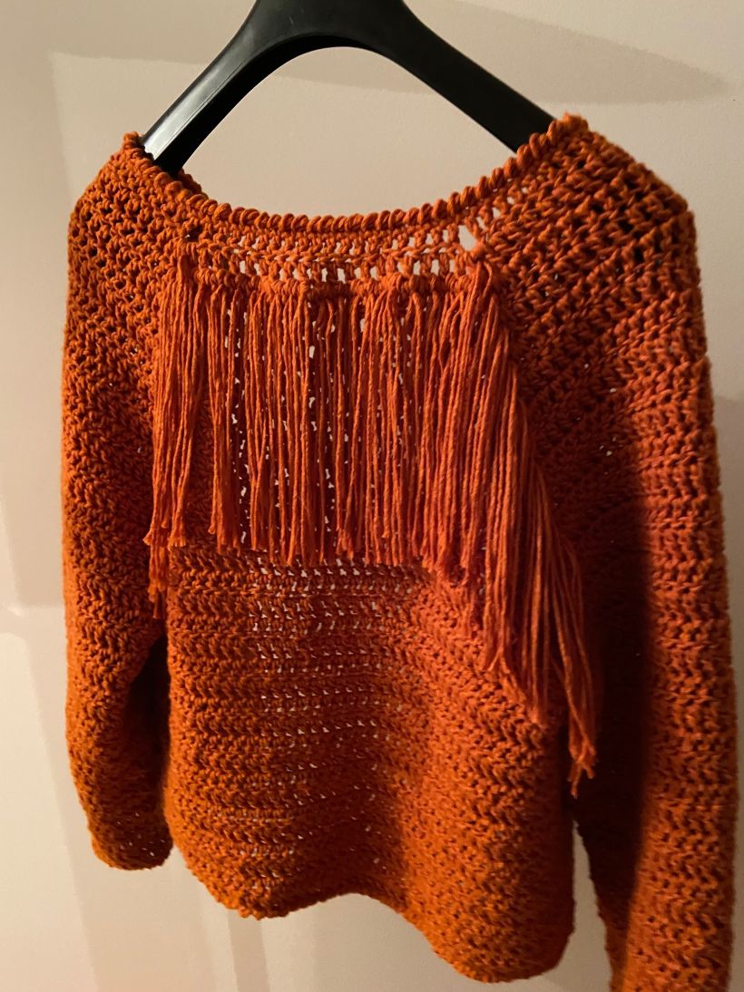 Andrea's first garment, made with a 7mm crochet hook.