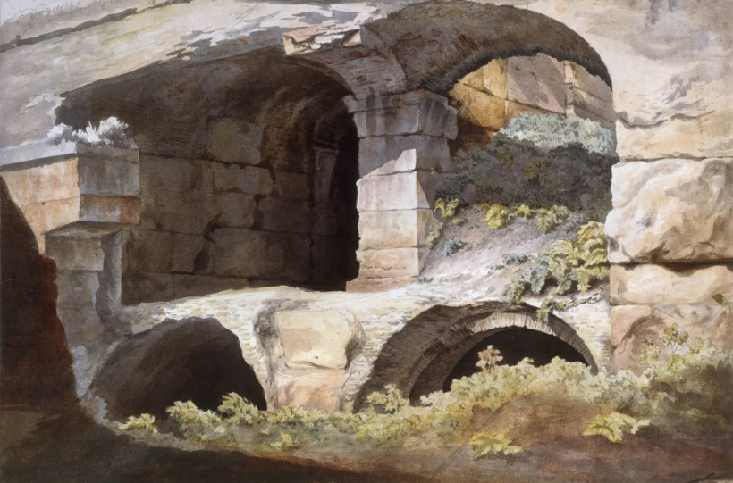 Detail of Stonework in the Colosseum, by John Warwick Smith (1749-1831) [British Museum]