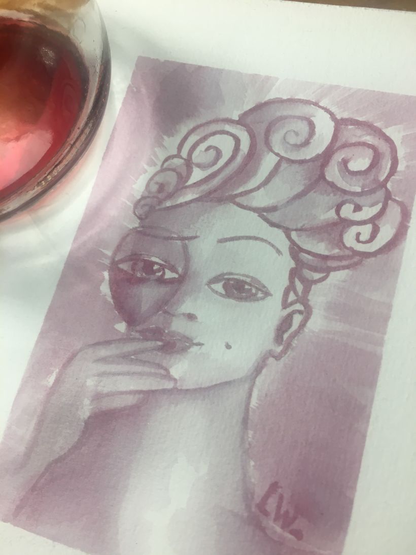 Retrato en vino de Lady Wine, imagen de la marca Lady Wine Ideas